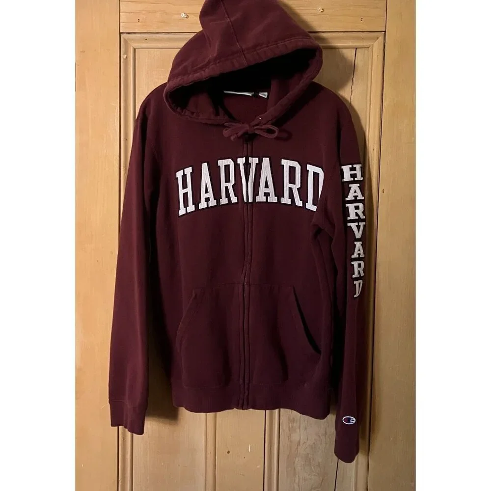 Champion Mens Harvard Double Sided Embroidered Spellout Hoodie Small Red SP EXC - Picture 2 of 11